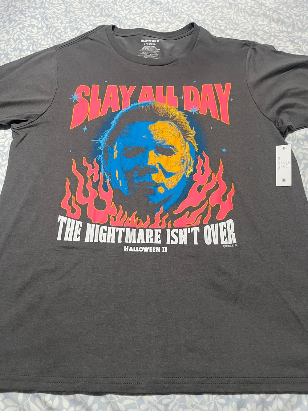 'Halloween 2 Slay All Day' Graphic Tee - charcoal grey